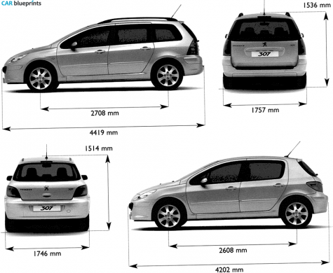 2007 Peugeot 307 sw Wagon blueprint