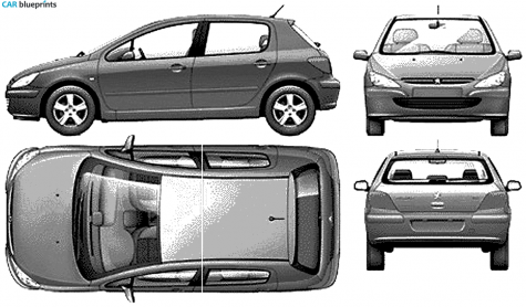 CAR Blueprints - Peugeot 307 Blueprints, Vector Drawings, Clipart And ...