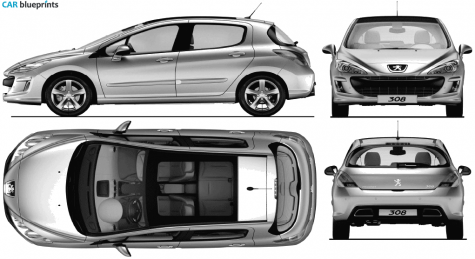 2009 Peugeot 308 5-door Hatchback blueprint