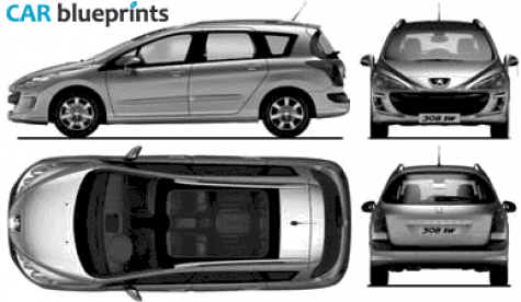 2008 Peugeot 308 sw Wagon blueprint