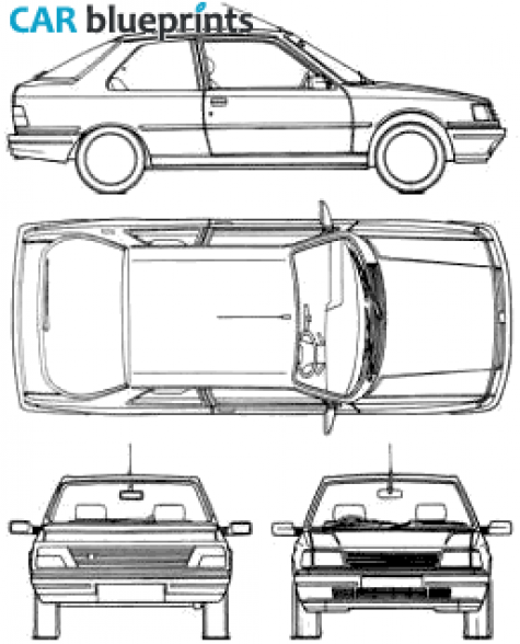 1985 Peugeot 309 3-door Hatchback blueprint