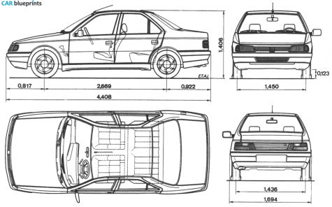 1987 Peugeot 405 Sedan blueprint