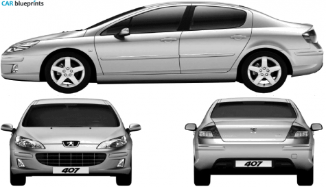 2009 Peugeot 407 Sedan blueprint