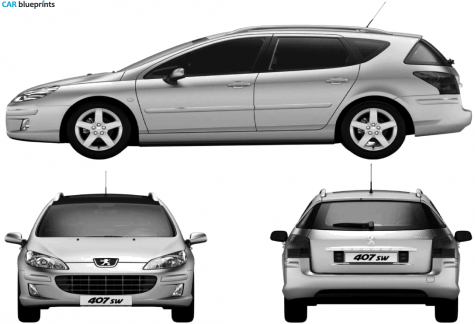 2009 Peugeot 407 Break Wagon blueprint