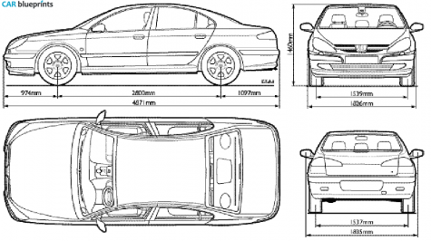 1995 Peugeot 607 Sedan blueprint