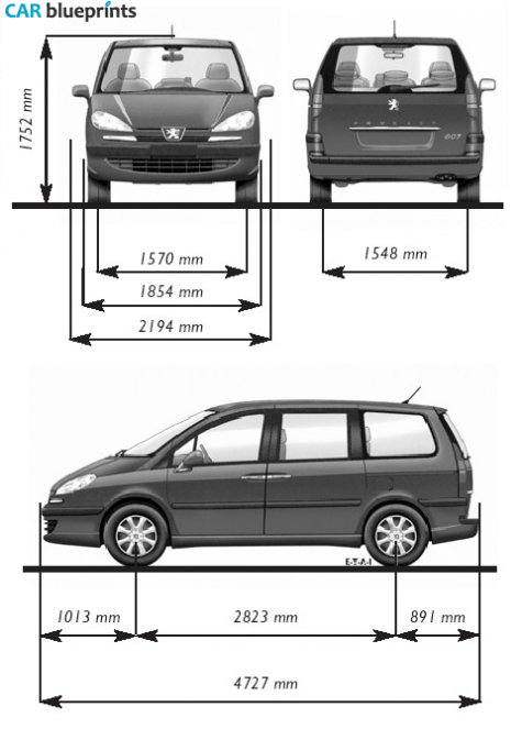 2000 Peugeot 807 Minivan blueprint