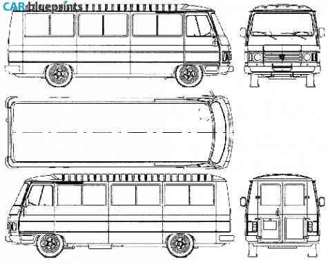 1981 Peugeot J9 LWB Bus blueprint