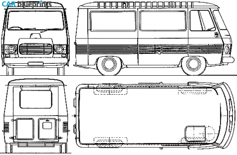 1966 Peugeot J7 Bus blueprint