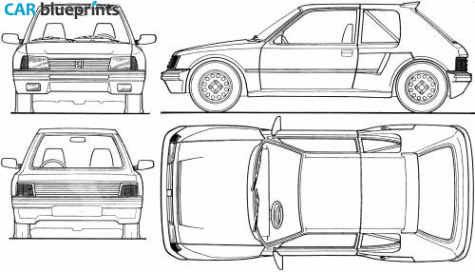 1985 Peugeot 205 T16 Hatchback blueprint