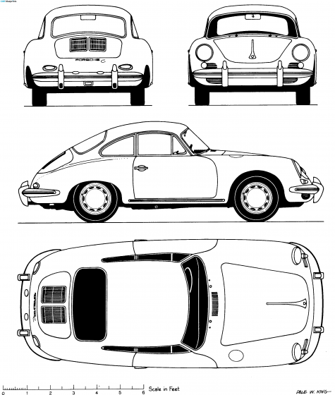 1964 Porsche 356C Coupe blueprint