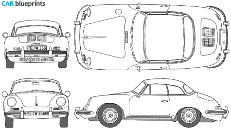 1960 Porsche 356B Coupe blueprint