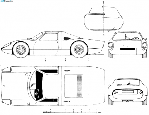 1960 Porsche 904 GT Coupe blueprint