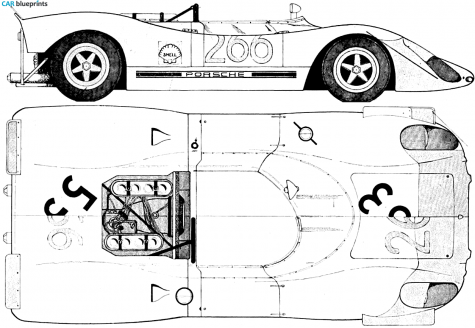 1969 Porsche 908 Spyder Le Mans Roadster blueprint