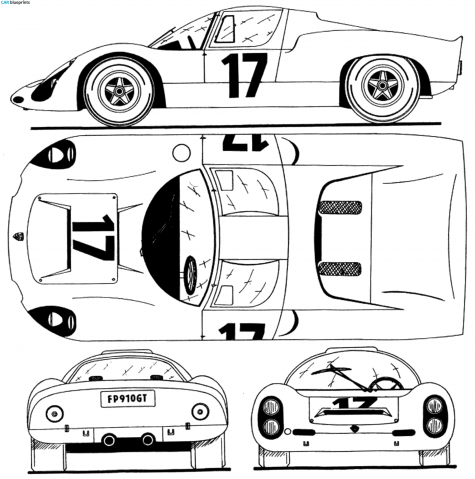 1967 Porsche 910 Carrera 10 Coupe blueprint