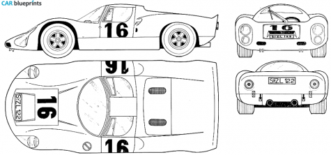 1968 Porsche 910 Spyder Coupe blueprint