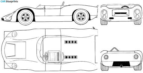 1966 Porsche 910 Carrera 10 Cabriolet blueprint