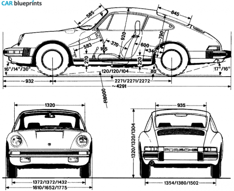 1976 Porsche 911 G 2.7 Coupe blueprint