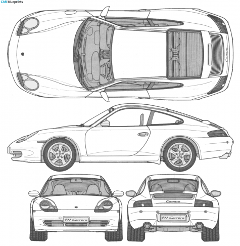 1999 Porsche 911 (996) Carrera 4 Coupe blueprint