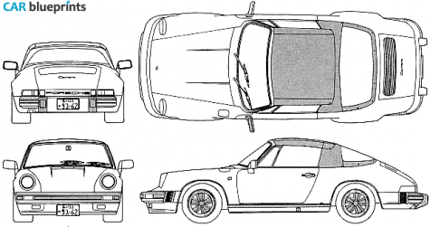 1989 Porsche 911 (964) Carrera Cabriolet blueprint