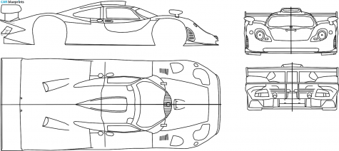 1998 Porsche 911 (996) GT1 Coupe blueprint