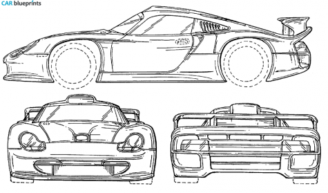 1997 Porsche 911 (996) GT1 EVO2 Coupe blueprint