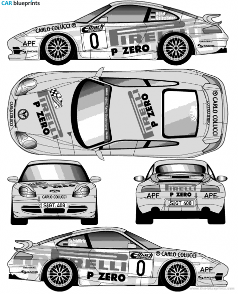 Porsche 911 GT3 996 Coupe blueprint