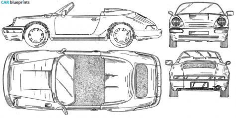 1992 Porsche 911 (964) Speedster Roadster blueprint