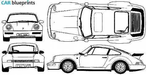 1991 Porsche 911 (964) Turbo Coupe blueprint