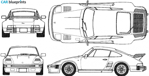 1982 Porsche 911 (930) Turbo Slantnose Coupe blueprint