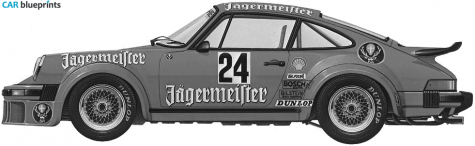 1974 Porsche 934 Turbo RSR Jagermeister Coupe blueprint