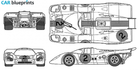 1971 Porsche 917 Kurzheck Daytona Winner Coupe blueprint