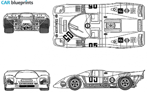 1971 Porsche 917 Kurzheck Fuji Masters Coupe blueprint