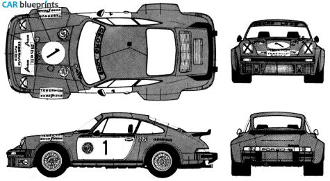 1975 Porsche 934 Turbo RSR Coupe blueprint