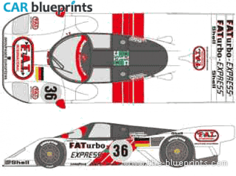 1994 Porsche 926C GT1 Le Mans Coupe blueprint