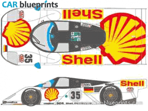 1994 Porsche 962C GT1 Le Mans Coupe blueprint