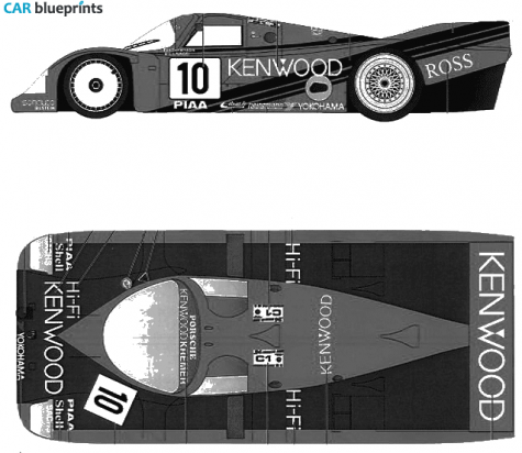 1989 Porsche 962C Le Mans Kenwood Coupe blueprint