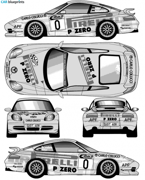 1999 Porsche 911 (996) GT3 Coupe blueprint