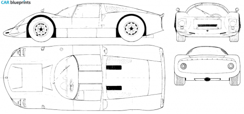 1965 Porsche 906 Carrera 6 Coupe blueprint