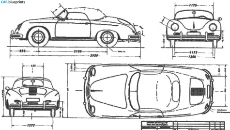 1952 Porsche 356A Speedster Super 90 Roadster blueprint