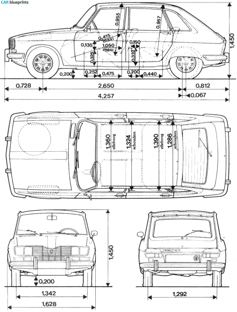 1965 Renault 16TXA Hatchback blueprint