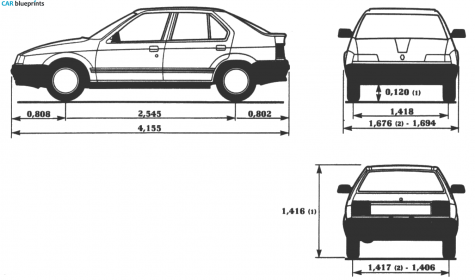 1991 Renault 19 Hatchback blueprint