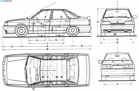 1995 Renault 21 2L Turbo Sedan blueprint