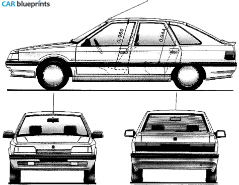 1986 Renault 21TXE Hatchback blueprint