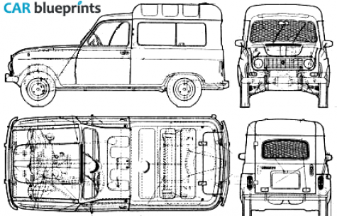 1961 Renault 4 Fourgonette Van blueprint