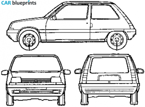 1986 Renault 5 supercinq 3-door Hatchback blueprint