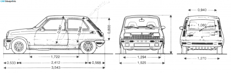 1954 Renault 5 Alpine Hatchback blueprint