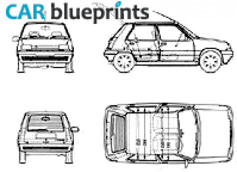 1988 Renault 5 TS Supercinq Hatchback blueprint