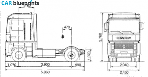 1990 Renault Magnum AE500 Truck blueprint