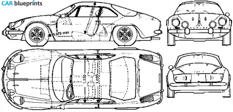 1976 Renault Apine A110 Berlinette Coupe blueprint