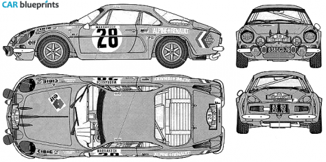 1971 Renault Alpine A110 Monte Carlo Coupe blueprint